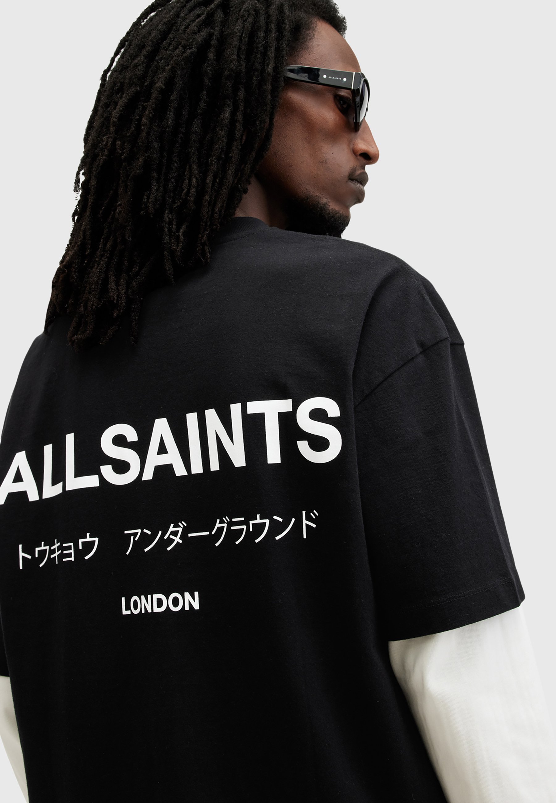 AllSaints UNDERGROUND CREW - Bedrucktes T-Shirt - Tiefschwarz