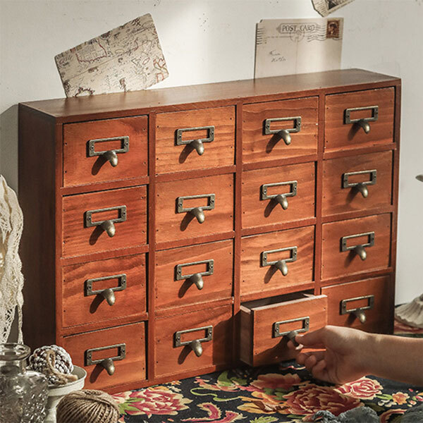 Livingandhome Retro Holzschubladen-Organizerbox