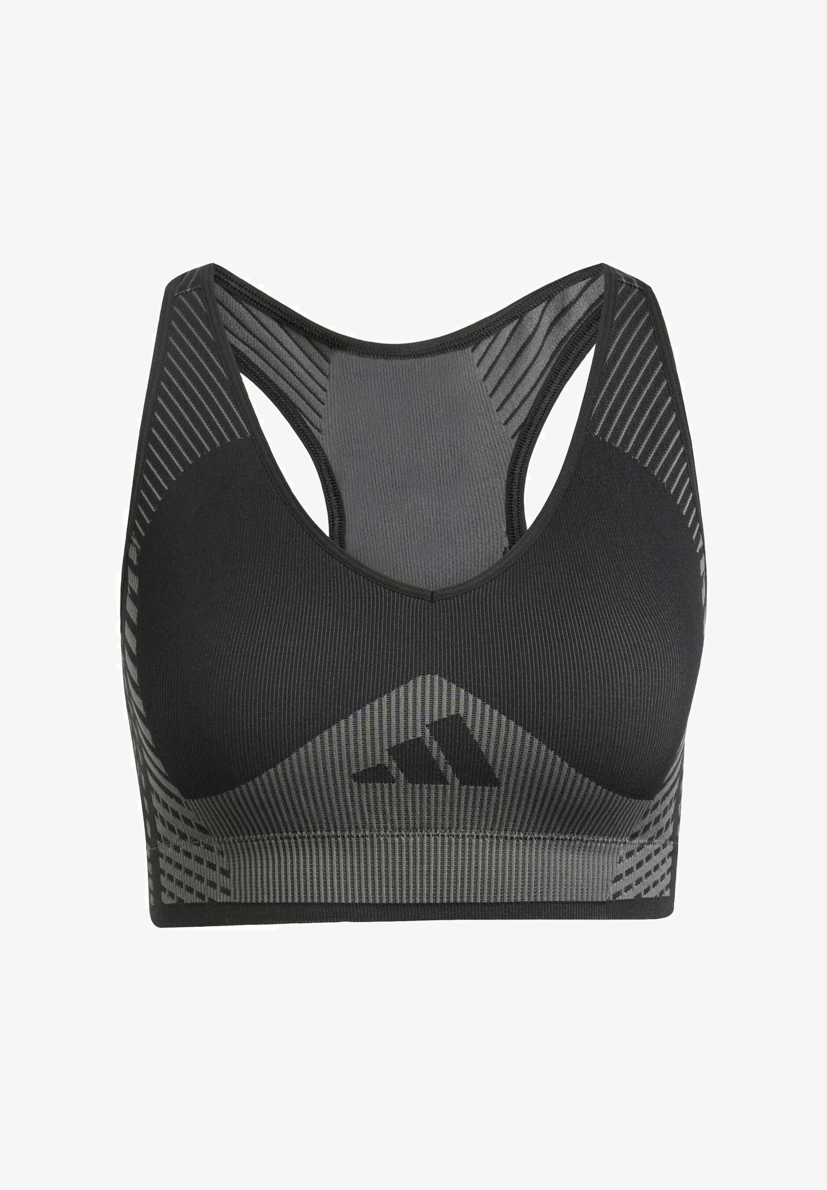 adidas Performance AEROKNIT LIGHT SUPPORT – Sport-BH mit mittlerem Halt – Schwarz/Grau, Größe 6