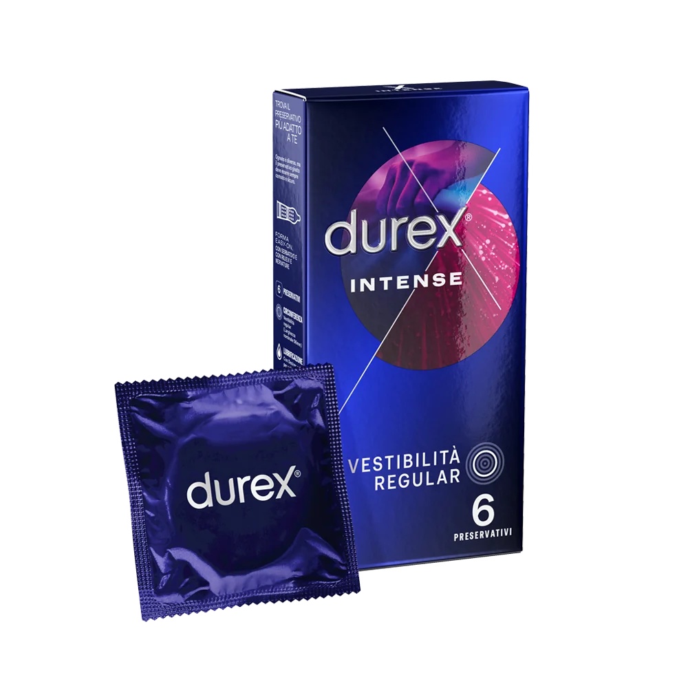 Durex Intense Kondome, 6 Stück, mit stimulierenden Rippen und Anti-Aging-Funktion