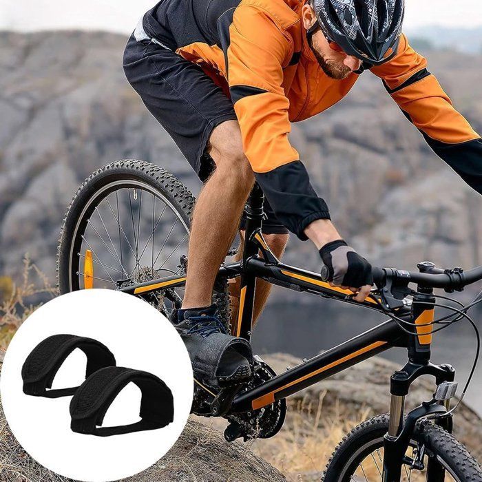 Fahrradkurbelriemen, 1 Paar, Schwarz, Verstellbar und rutschfest, Universell für Heimtrainer