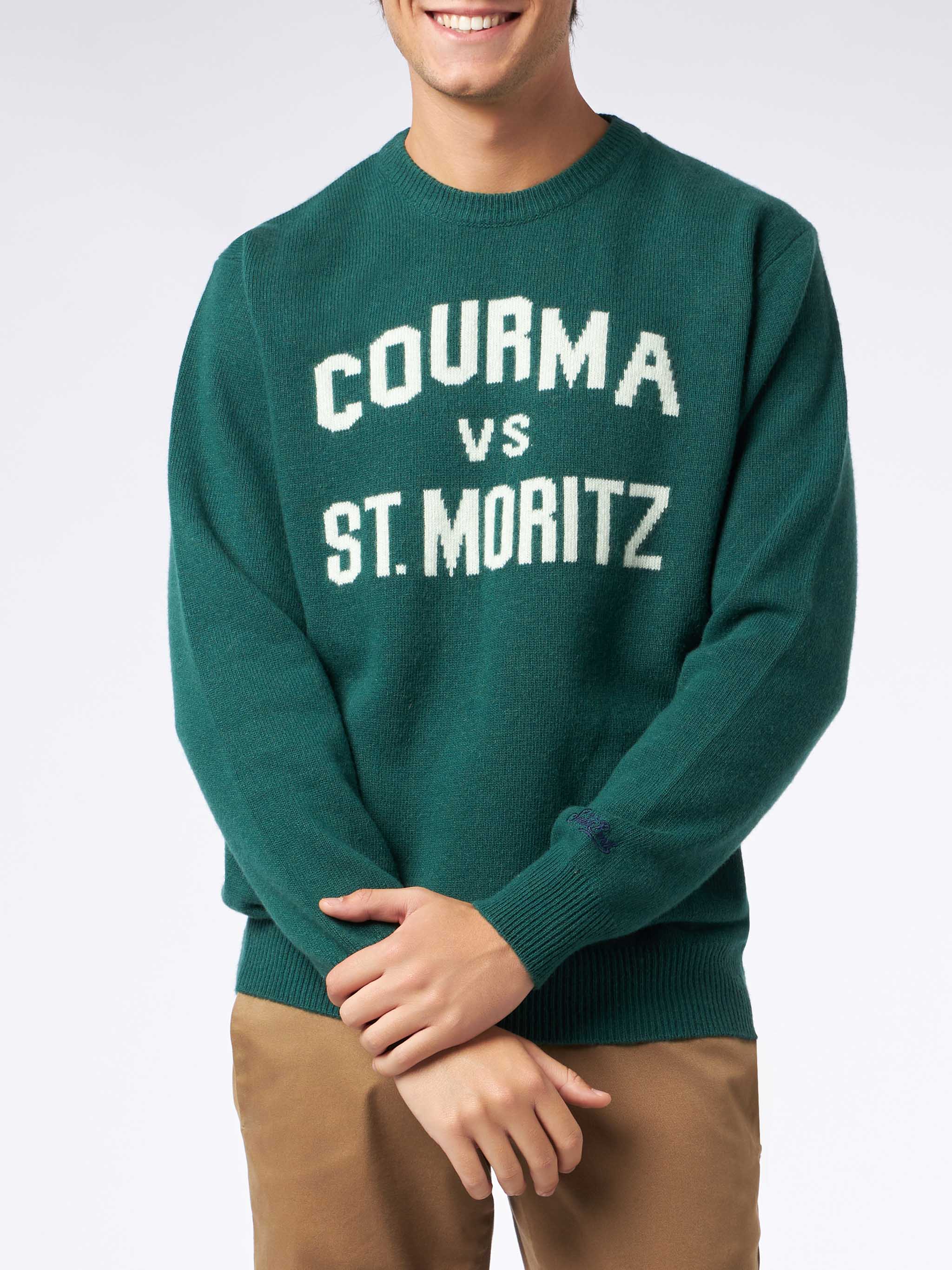 Courma vs St. Moritz Jacquard Print Trui met Ronde Hals voor Heren