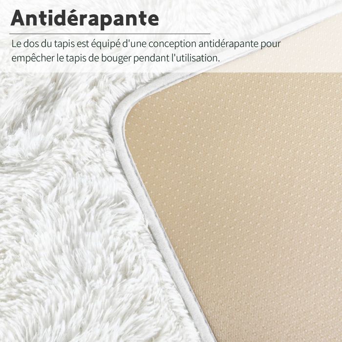 Tapis Salon , Frixovel Tapis Chambre 120x160CM , Dessous Antidérapant , Doux Moelleux , Blanc