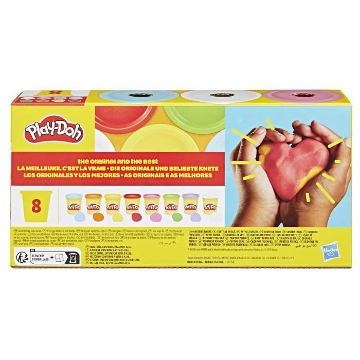 Play-Doh 8 couleurs arc-en-ciel, pots de pâte à modeler de 85 g