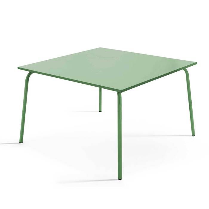 Ensemble table de jardin et 8 chaises en métal vert cactus Palavas, Oviala