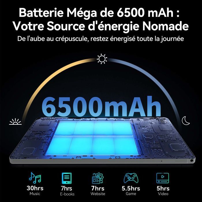 LAMZIEN 10.1-inch IPS Tablet - Android 15 - 14GB + 128GB - Wi-Fi - 6500mAh Battery - AZERTY Keyboard