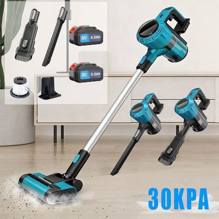 Aspirapolvere senza spazzole da 1800 W, 30 kPa, 1,5 litri, portatile, con funzione di aspirazione e accessori per la pulizia, compatibile con batterie Makita da 18 V.