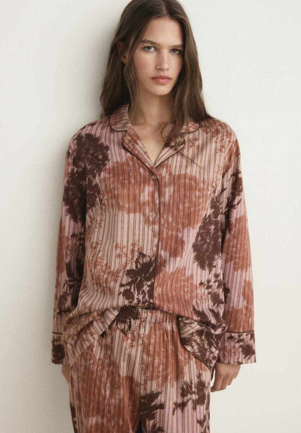 Mango MET VERVAAGDE VORM - Pyjamatop - bruin
