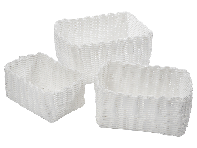 Komplet plastikowych koszyków 3 szt. białe