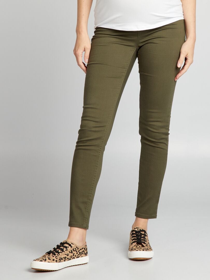 Calças de malha elástica tipo jegging - cáqui