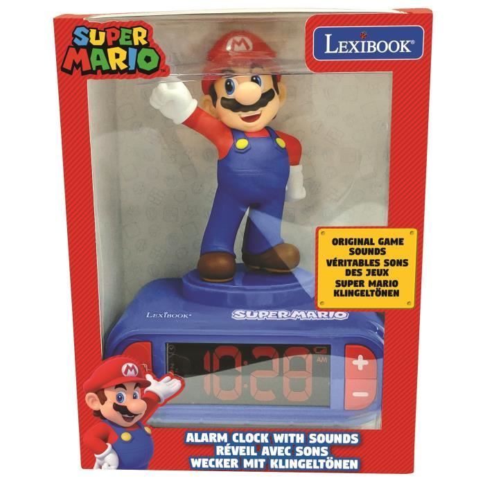 LEXIBOOK Digital Alarm Clock Night Light - Super Mario - 3D Light and Sound - Blue and Red - Child