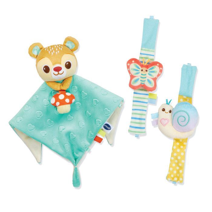 VTECH BABY - TOUDOUX CADEAUSET VOOR PASGEBORENEN - KNUFFEL EN RAMMELARMBANDEN (GERECHTE PLASTIC FLESSEN) - Meerkleurig