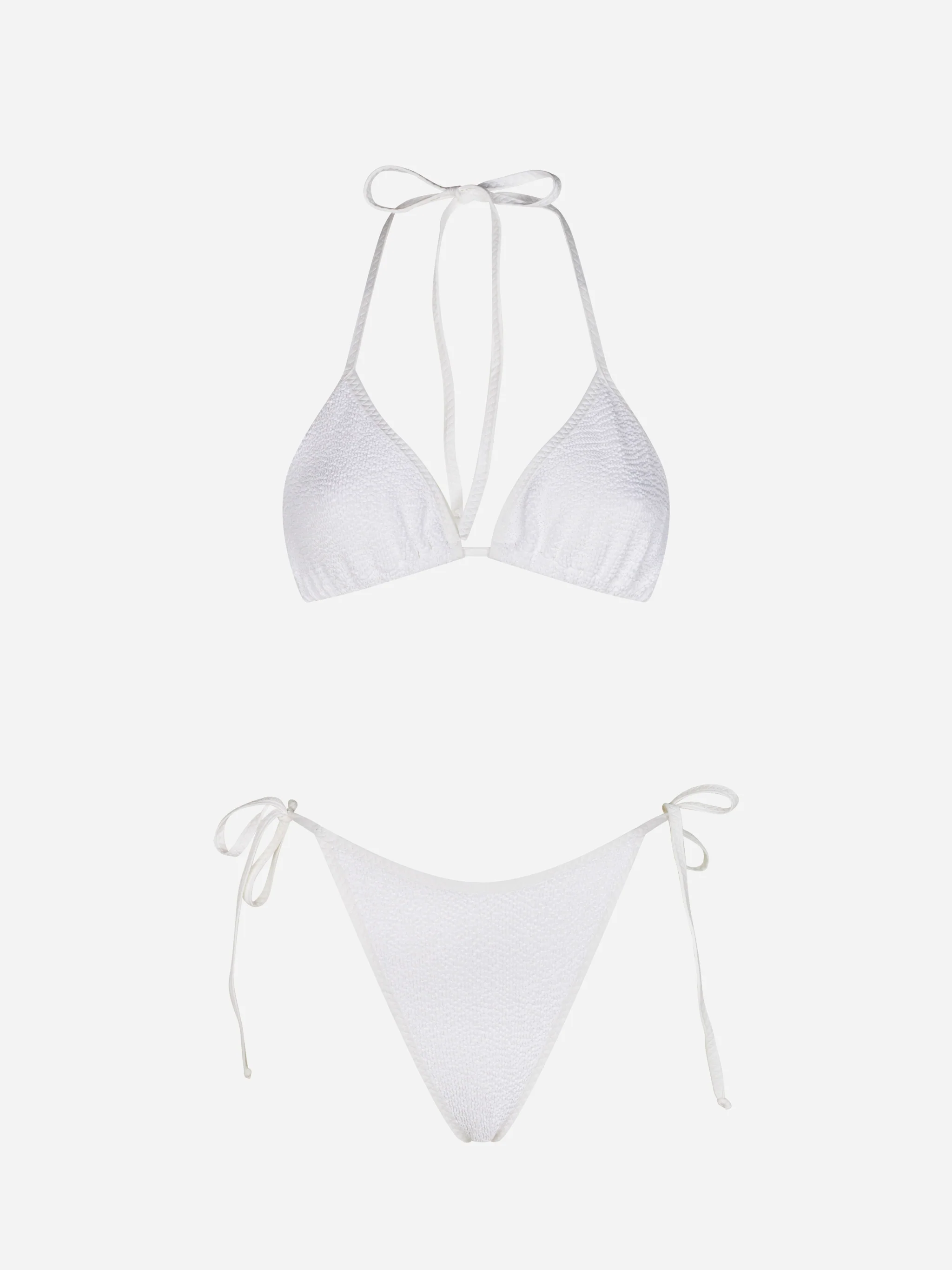 Damesbikini met kreukelpatroon en driehoekige vorm
