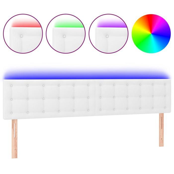 vidaXL Tête de Lit à LED Meuble de Chambre à Coucher Accessoire de Lit Double Tête de Cadre de Lit Intérieur Blanc 3121715
