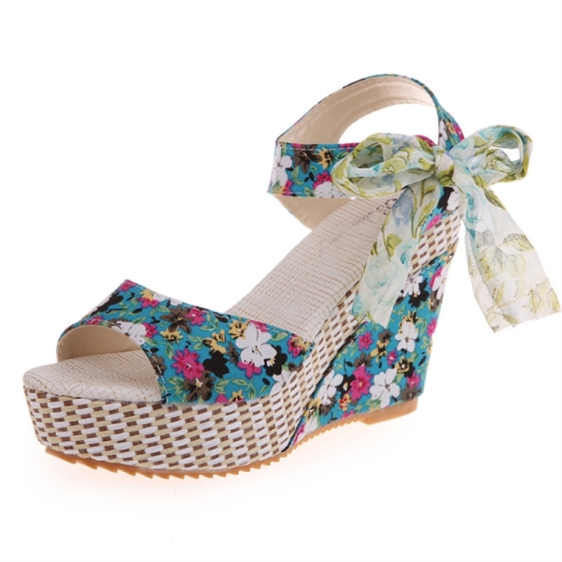 Sandali con zeppa da donna con punta aperta 2021, modello a bocca di pesce, impermeabili, con plateau, tacco alto, sandali casual da donna.