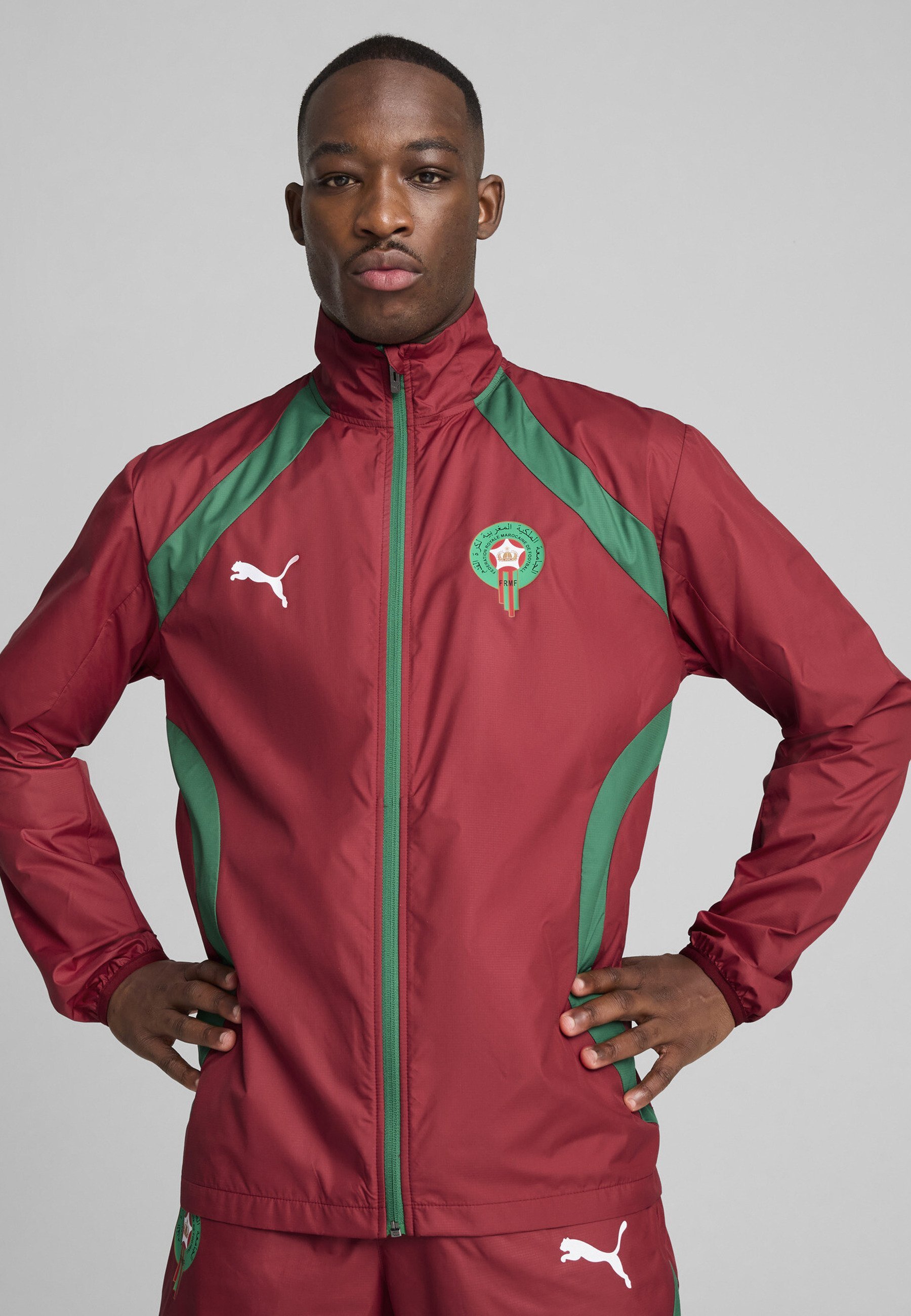 Puma MOROCCO FRMF PREMATCH WOVEN JACKET - Trainingsjack - intens rood archiefgroen