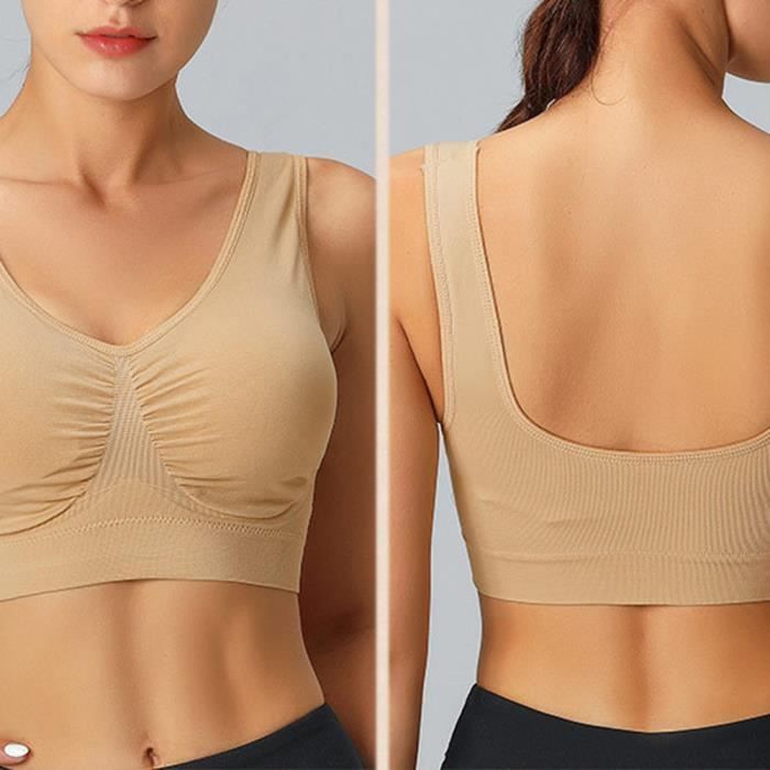 Brassière de sport femme grande taille - Marque - Lot de 3 - Noir2 et blanc1 - Fitness - Yoga - Bonne élasticité XH378