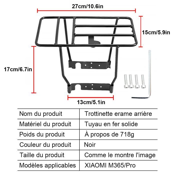 Porte-bagages arrière de trottinette électrique, Accessoires de modification de scooter électrique, Pour XIAOMI M365/Pro, etc.