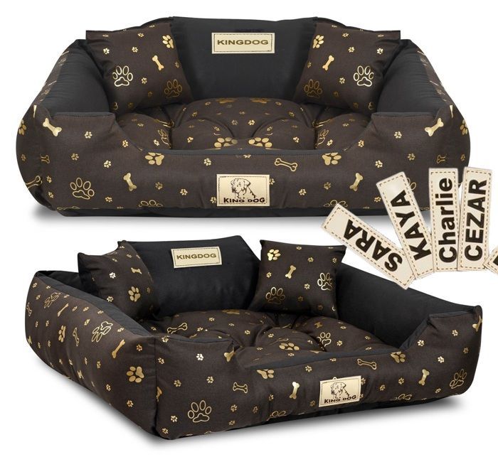 KINGDOG dog basket 100x75 cm personalized waterproof gold bones