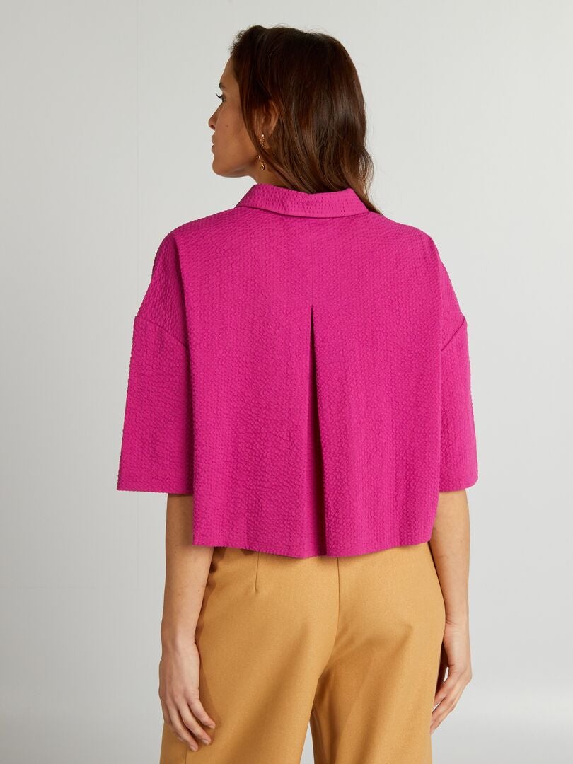 Kort shirt met verlaagde schouders - ROZE