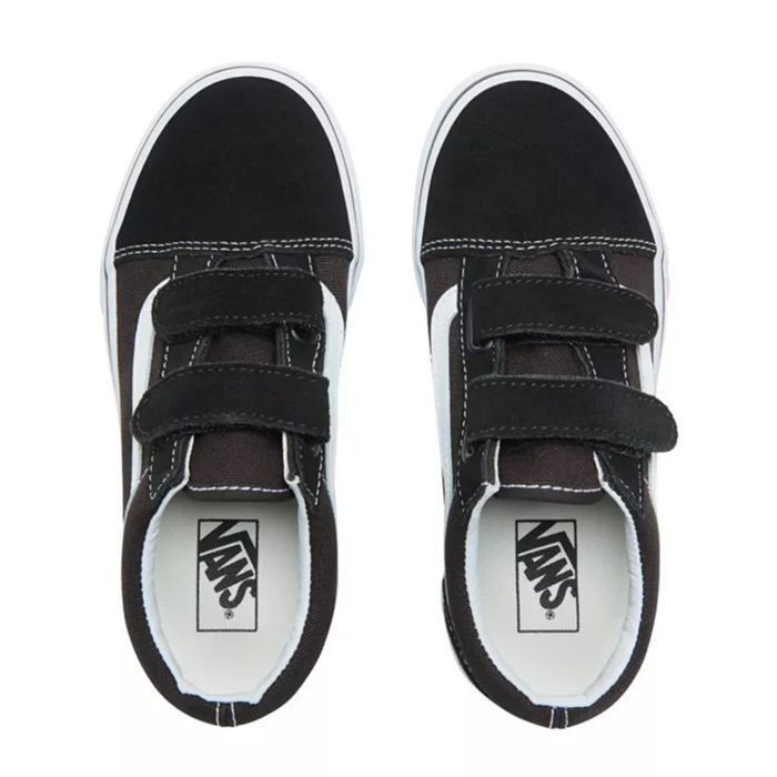 Vans Old Skool V — Low-top sneakers for boys, black, with hook-and-loop closure and rubber sole