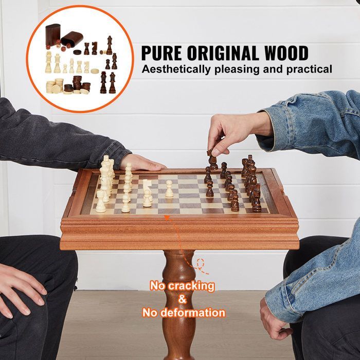 Set da gioco - DUOKU - 3 in 1 - Scacchiera in legno di Sapele - 45 cm - Per interni