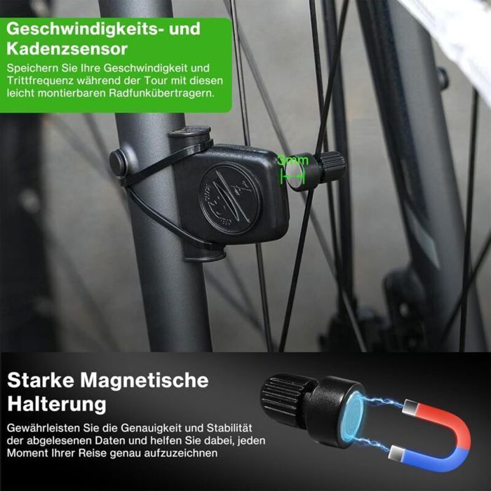 Waterdichte draadloze fietscomputer, 31 functies, groot 3-inch scherm, snelheid, afstand