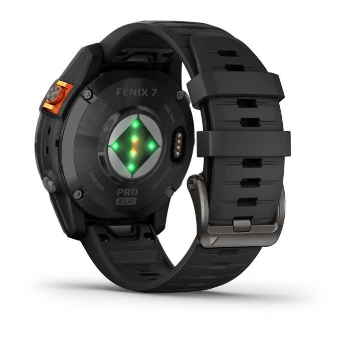 GARMIN - Fenix 7 Pro Solar Edition - Hochleistungs-Smartwatch - Stahl, Grau mit schwarzem Armband