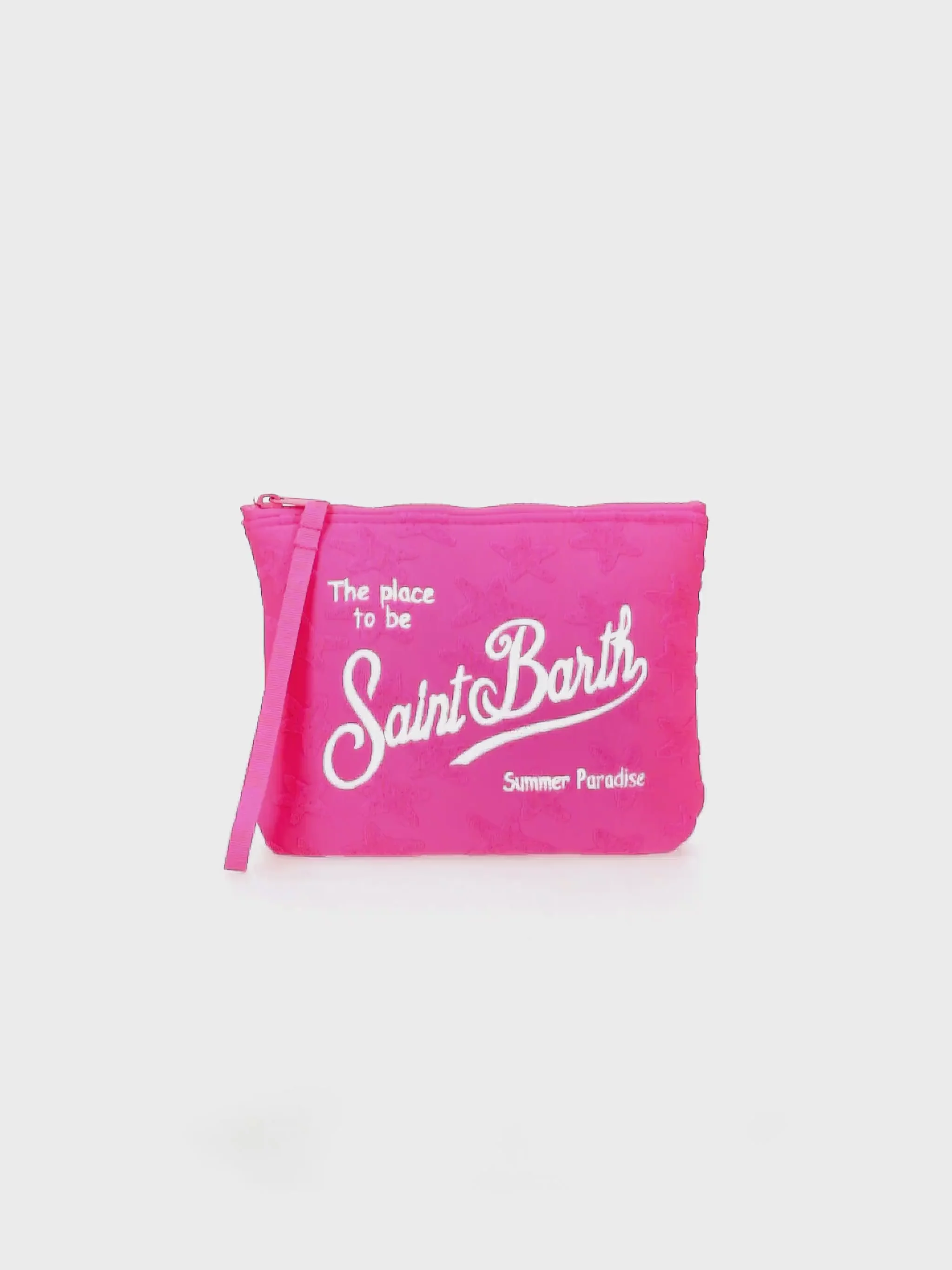 Bolso de mano Aline en esponja fucsia con motivo de estrella en relieve.