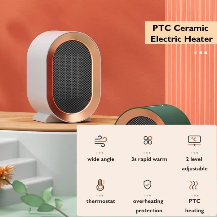 Chauffage d'appoint - Mini Radiateur Soufflant - Électrique - Céramique - 800/1200 W