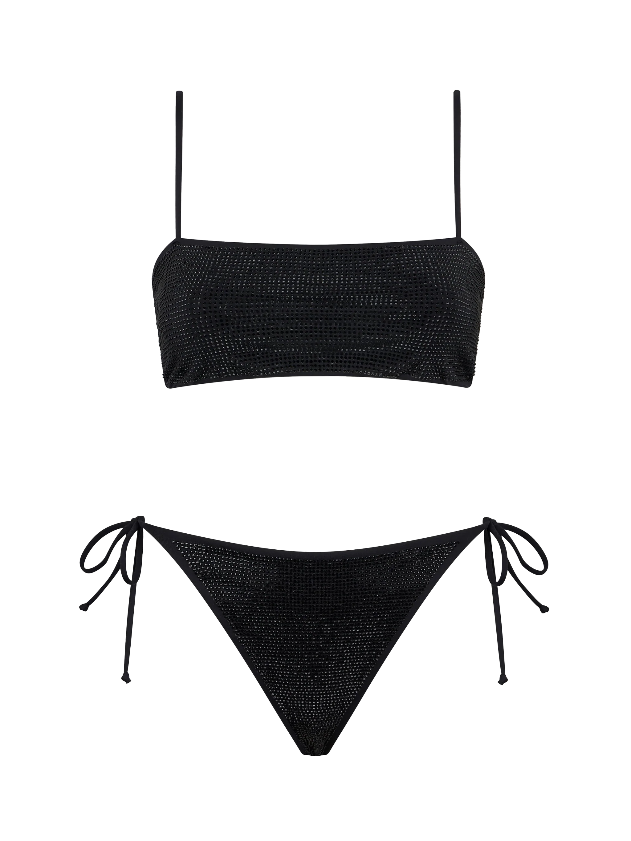 Zwarte bandeau bikini voor dames met strasssteentjes