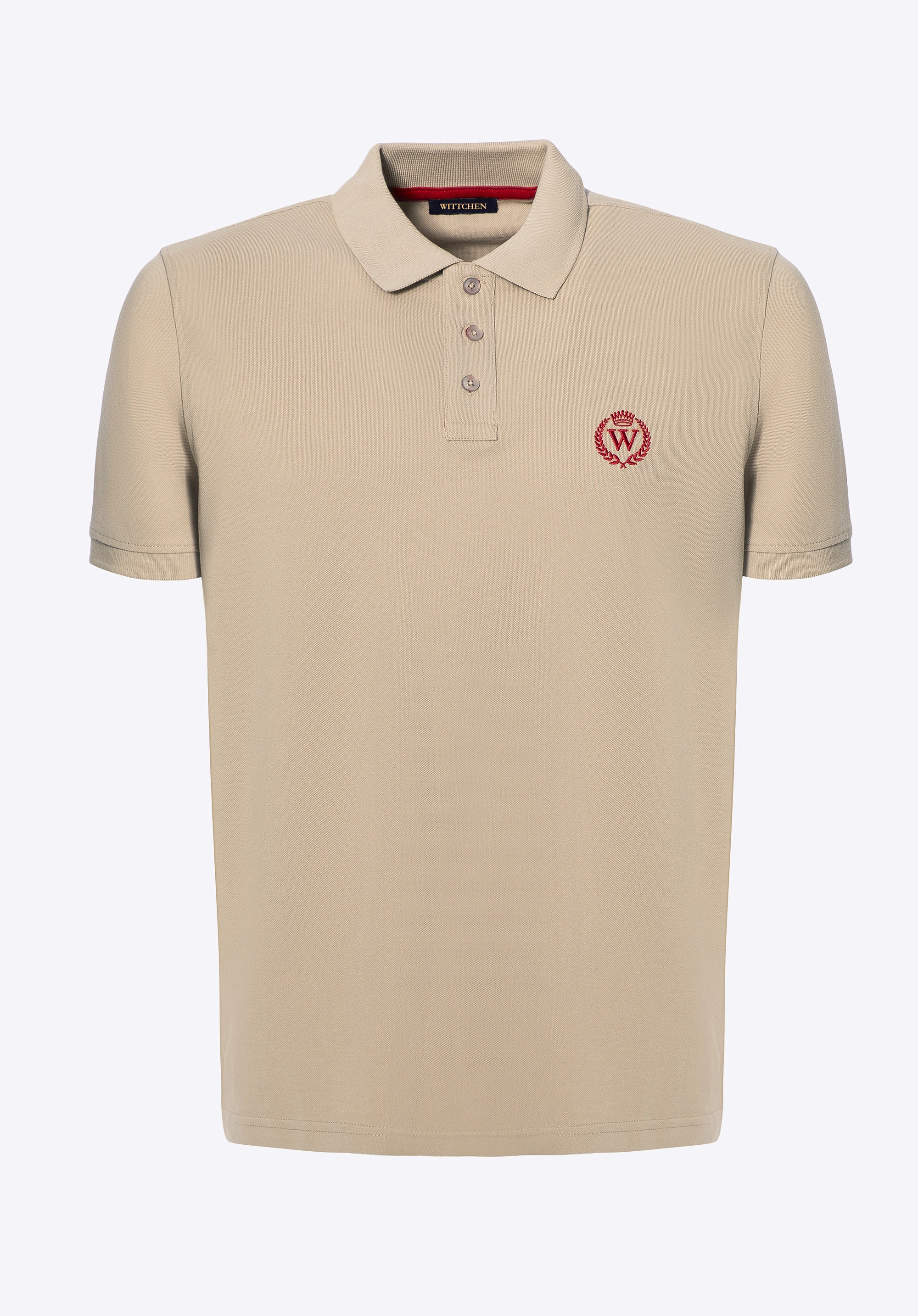 Koszulka polo męska bawełniana z kolorowym logo beżowa