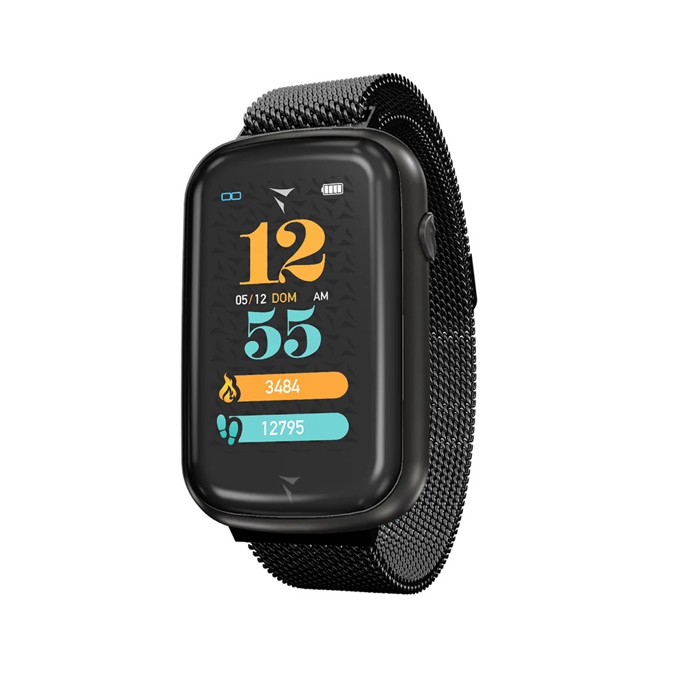 Montre connectée TECHMADE Steps, noire, bracelet en maille, que vous pouvez toujours emporter avec vous.