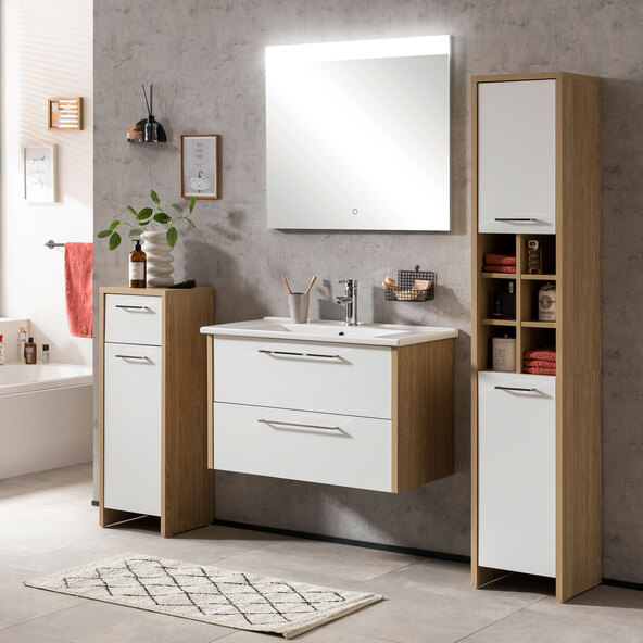 Fano 340 base cabinet, light oak/chalk white