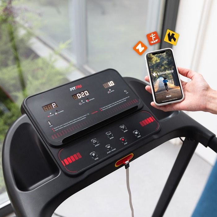 Tapis de course pliable - FITFIU Fitness MC-90 - moteur 2.0HP - max.14km/h - inclinaison 9% - surface 41x107cm - App et Bluetooth