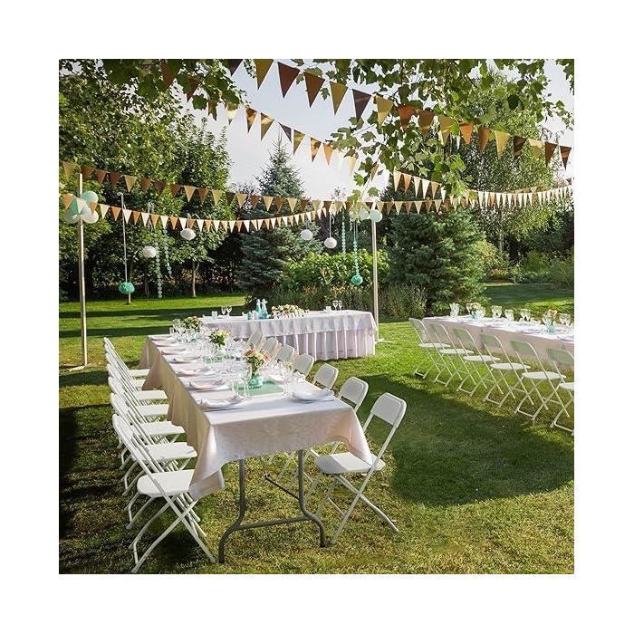 Sillas plegables de jardín, paquete de 10, para reuniones, fiestas, bodas y recepciones - Blancas