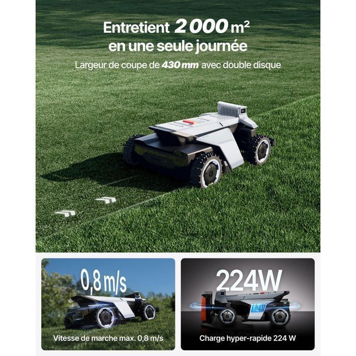 Segway Navimow X420 Robot tagliaerba + Garage X, perimetro wireless 2000 m², AWD + NRTK + visione a 360°, pendenza 84%, mappatura automatica