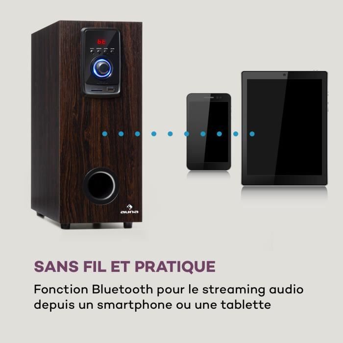 Sistema home cinema 5.1 - Auna - Suono surround - 190 W RMS - Bluetooth - USB - SD - AUX - Design in legno