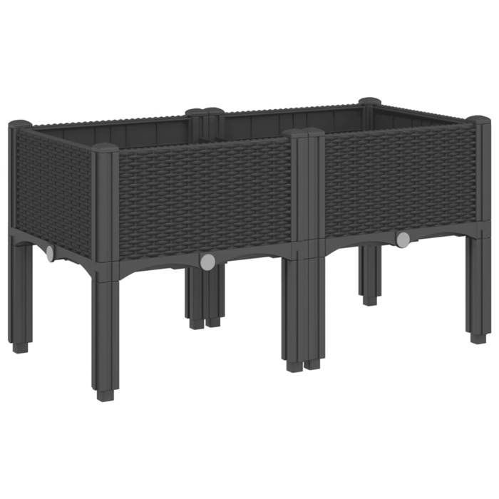 vidaXL Macetero con patas, jardinera elevada, maceta para jardín, patio, terraza, exterior, negro 367893