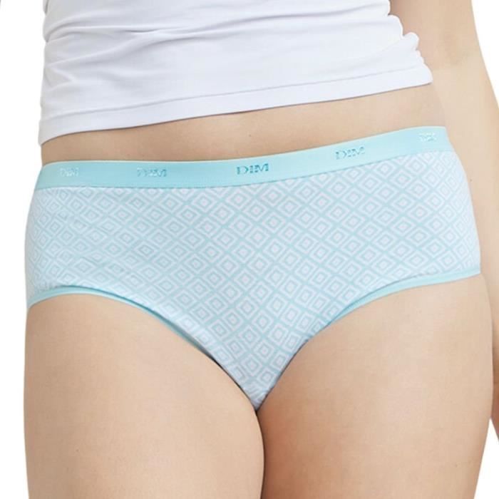 Bóxers de algodón elásticos para mujer con estampado geométrico azul - DIM - Paquete de 3