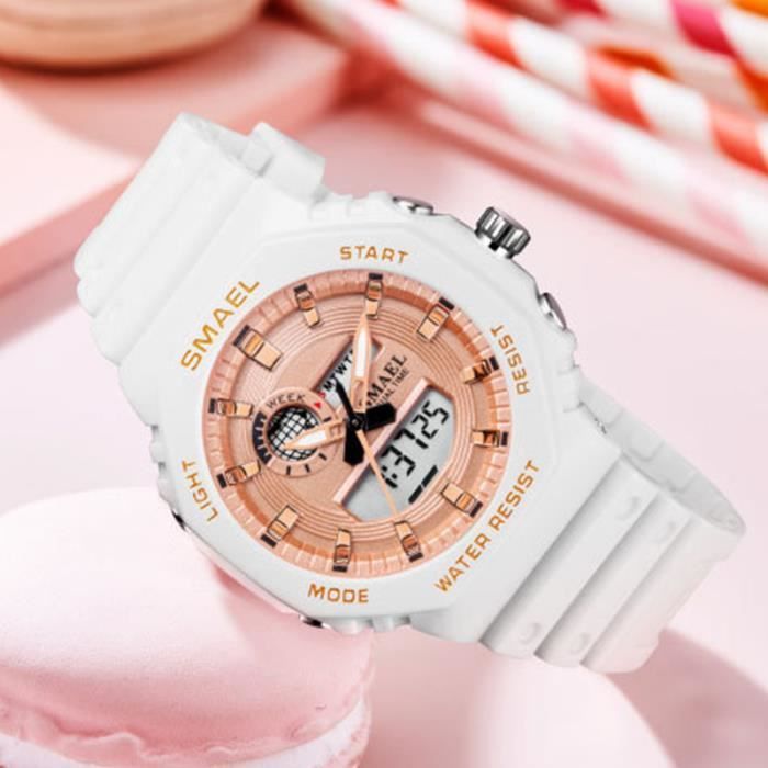 Reloj cronógrafo digital LED SHARPHY para niñas con pantalla blanca, reloj multifuncional de moda para estudiantes y deportistas.