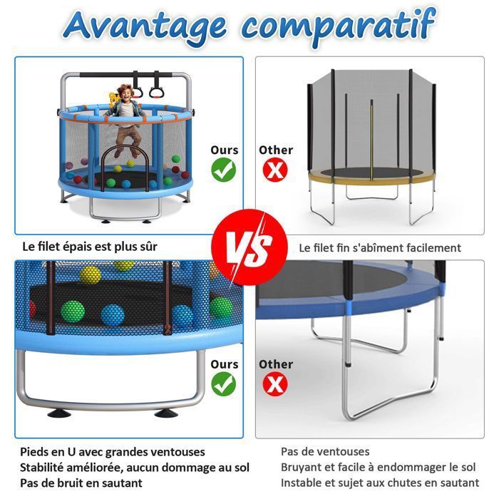 Multifunctionele trampoline - MAGICFOX - Ø150 cm - Draagvermogen 150 kg - Hangmat & ophangringen - Gegalvaniseerd stalen frame