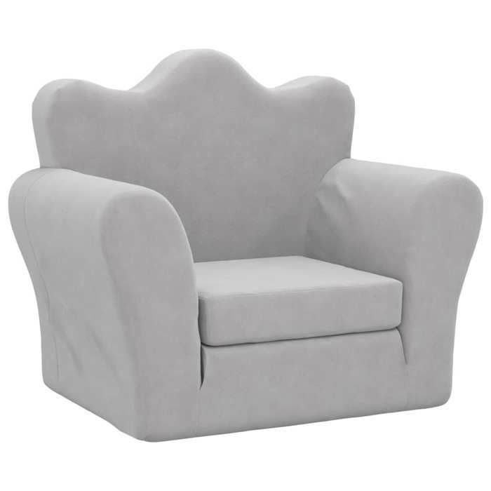 Canapé-lit pour enfants - vidaXL - Gris clair - Peluche douce - 54x34-90x45 cm - Housse amovible - Mousse épaisse