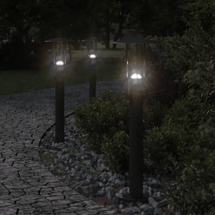 vidaXL Outdoor Floor Lamps 3 pcs Black 60 cm Stainless Steel, Outdoor Ground Lighting, Garden Ground Lighting, 4006354