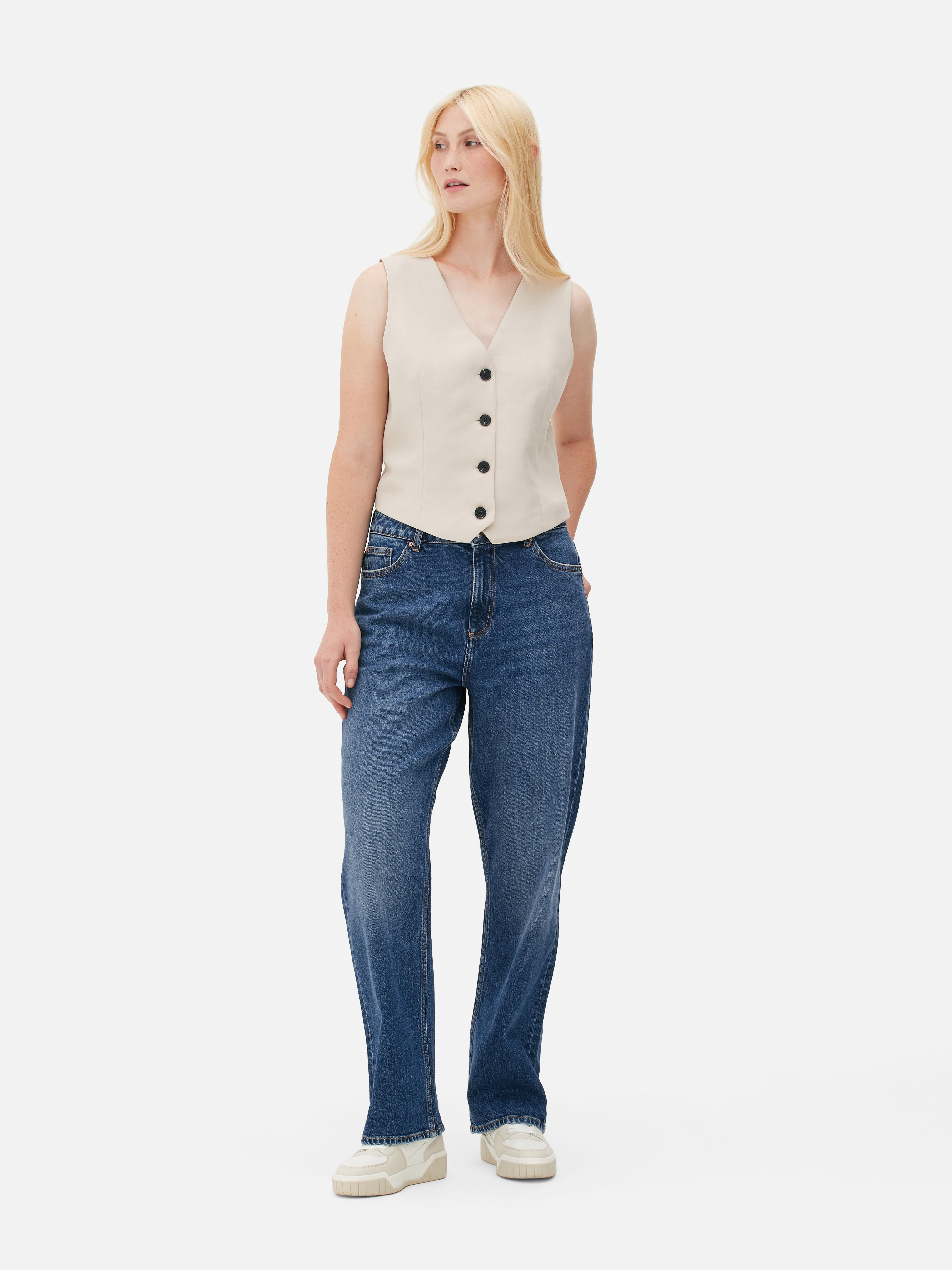 Blugi cu croială dreaptă Acești blugi cu croială dreaptă vor deveni preferații din colecția ta de denim