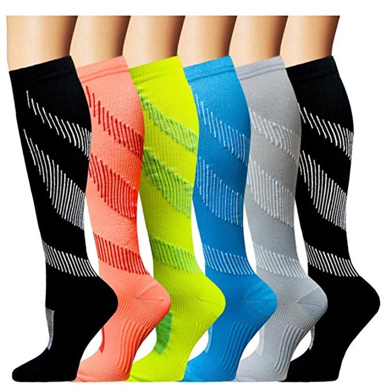 Medias de compresión elásticas unisex para fútbol, protección de piernas, 20-30 mmHg, las mejores medias para correr para hombres y mujeres, calcetines transpirables.