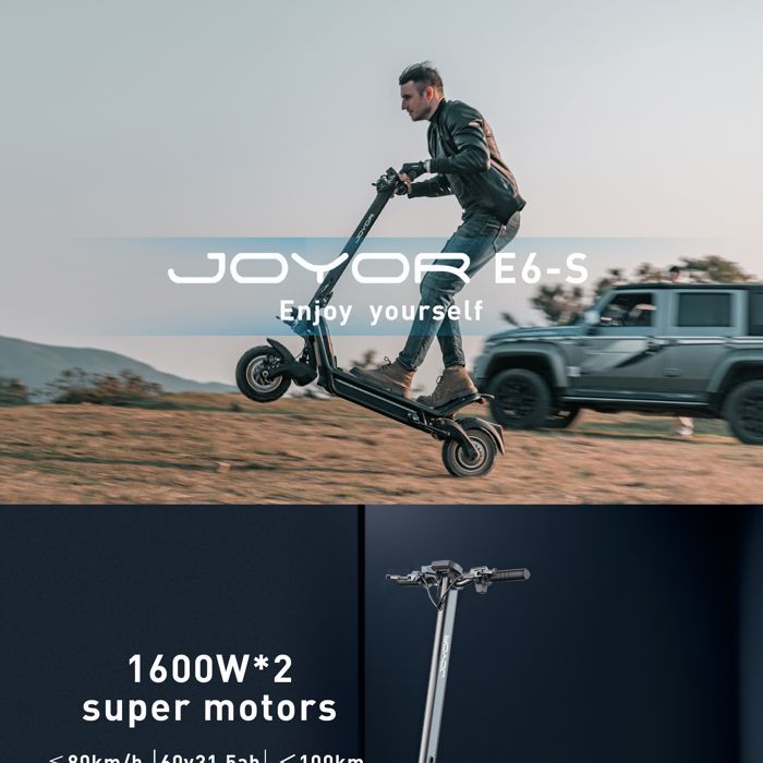 JOYOR E6-S elektrische scooter voor alle terreinen - 28 cm - Twee 1600W motoren - 60V 31,5Ah accu