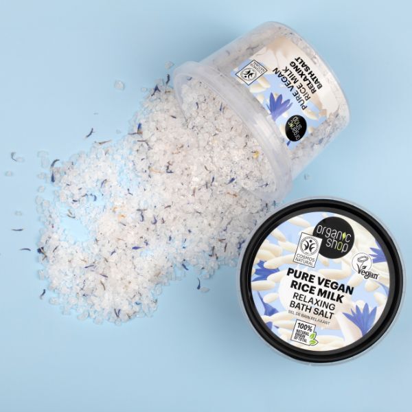 Organic Shop Tiszta Vegán Rizstejes Relaxáló Fürdősó 300g