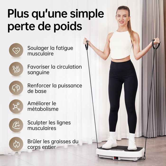 Plateforme vibrante - JOROTO - JV35B - 5 programmes - 99 niveaux d'intensité - Télécommande et bandes de résistance