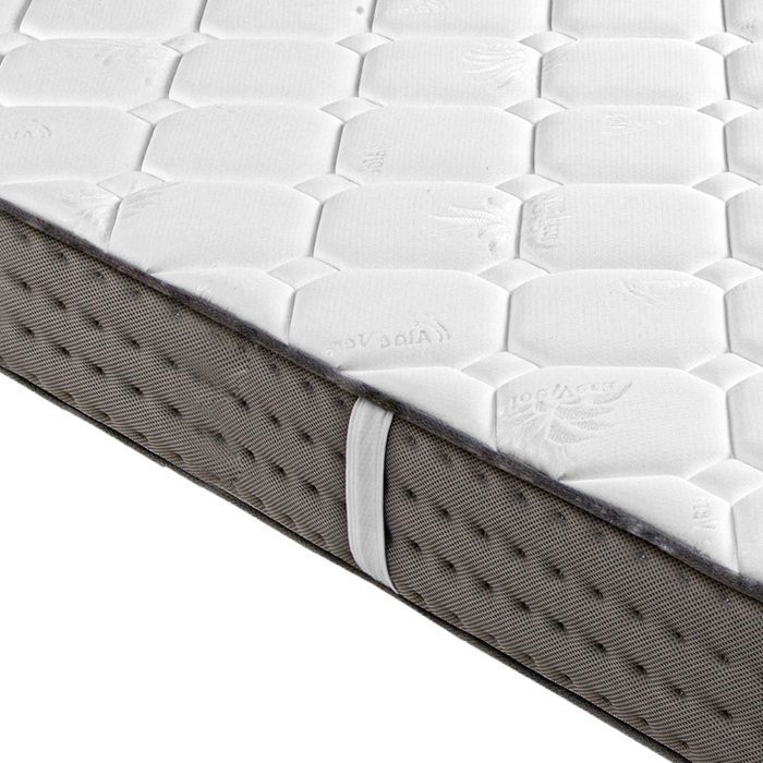 Set materasso CASTO 160x200 cm, schiuma ad alta densità, rigido, lato estivo/invernale, spessore 20 cm + base a doghe grigie, spessore 20 cm